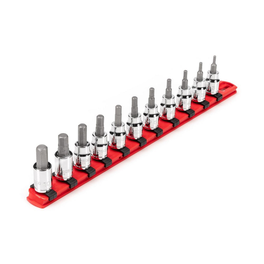 11-pc 3/8 in Drive Hex Bit Socket Set (3-10 mm) Rail