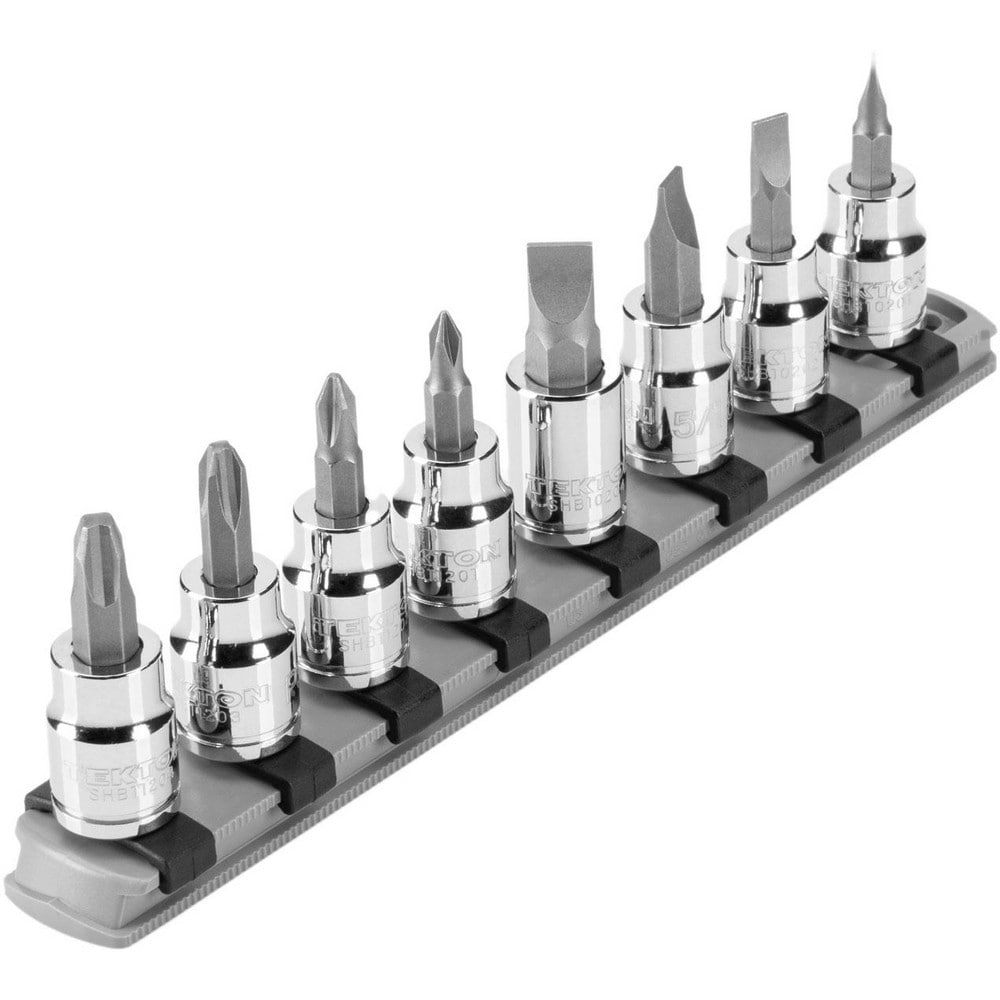 Socket Sets; Set Type: Socket Set ; Drive Size: 3/8 in ; Tool Type: Phillips/Slotted Bit Set ; Material: Steel ; Container Type: Rail ; Number Of Pieces: 8