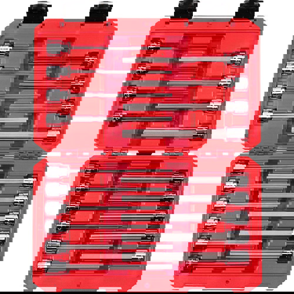 Hex & Torx Bit Socket Sets; Set Type: Hex Bit ; Type: Long Bit Socket Set ; Drive Size (Inch): 3/8 ; Minimum Set Hex Size (Inch): 1/8 ; Measurement Type: Standard; Metric ; Number Of Pieces: 19