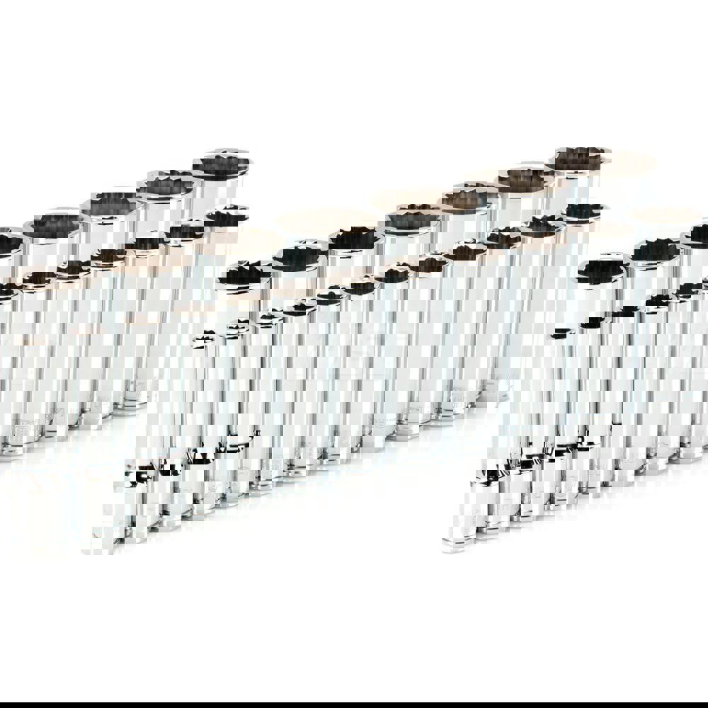 1/2 Inch Drive Deep 12-Point Socket Set, 19-Piece (3/8 - 1-1/2 in.)
