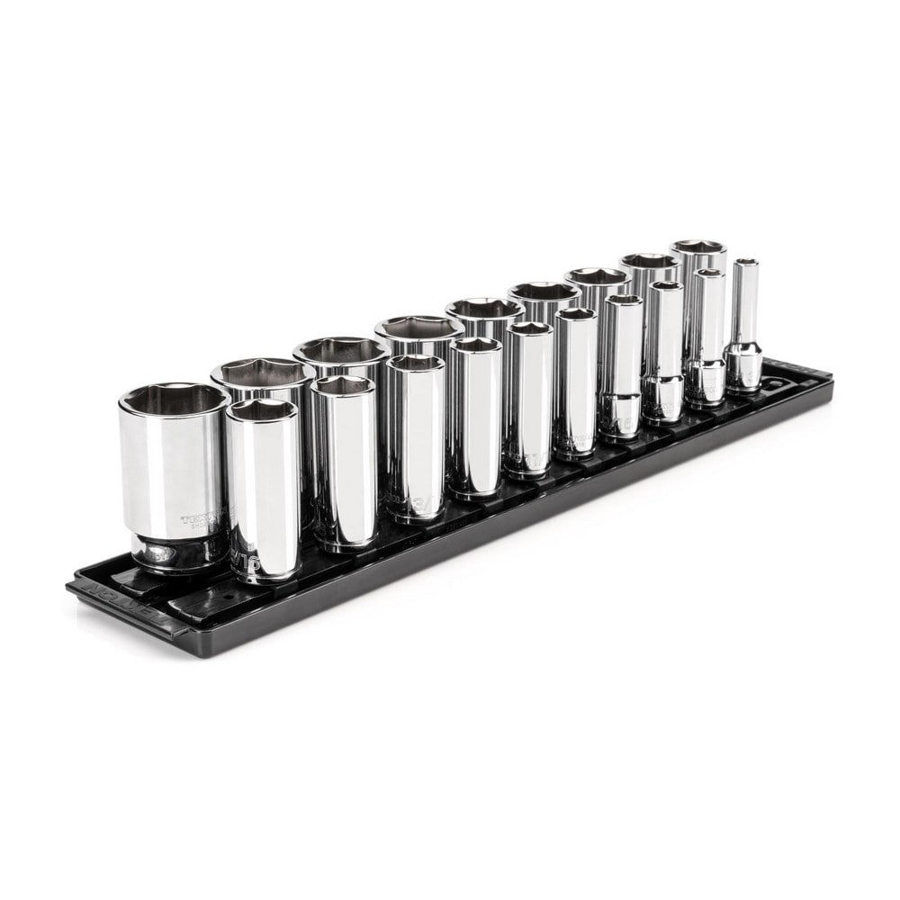 19-pc 1/2 in Drive Deep Socket Set (3/8-1-1/2 in) 6p Tr 2Rl