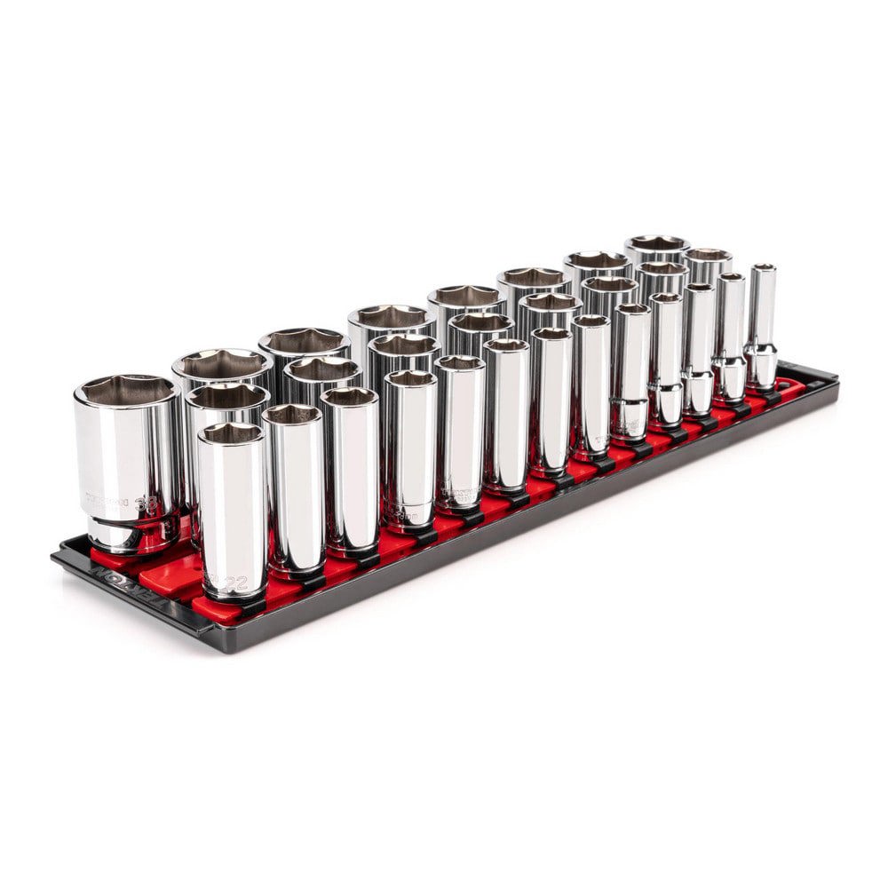 29-pc 1/2 in Drive Deep Socket Set (10-38 mm) 6p Tr 3Rl
