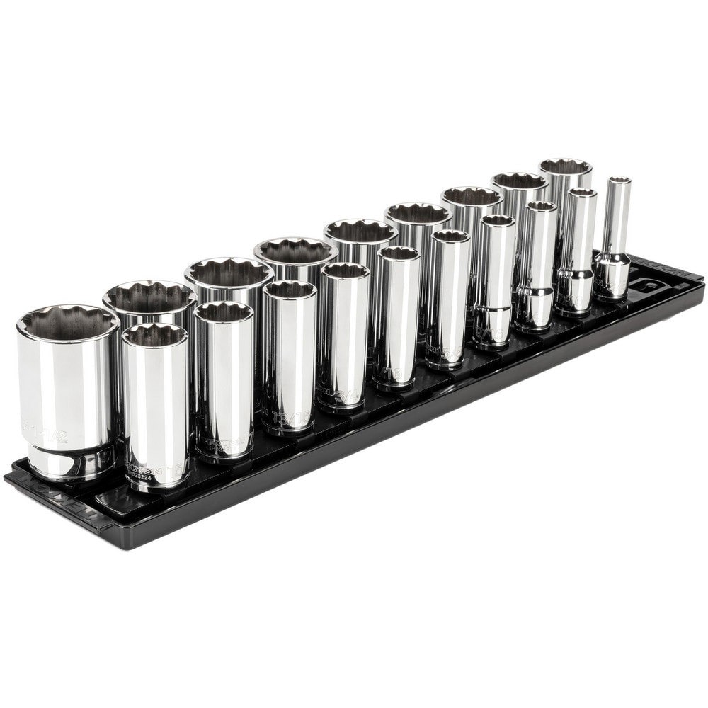 Socket Sets; Set Type: Deep; Socket Set ; Drive Size: 1/2 in ; Minimum Size (Inch): 0.375 ; Maximum Size (Inch): 1-1/2 ; Tool Type: 1/2 in Deep Socket Set ; Material: Steel