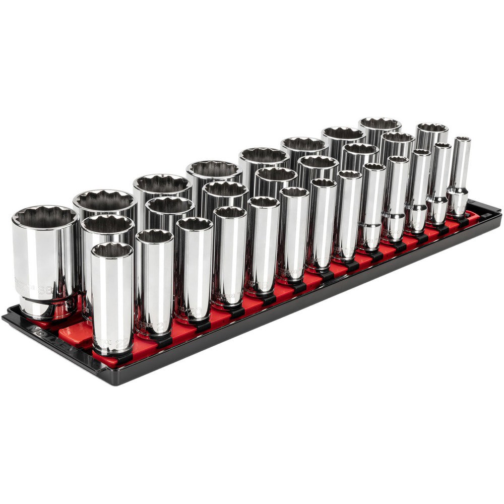 Socket Sets; Set Type: Deep; Socket Set ; Drive Size: 1/2 in ; Minimum Size (Inch): 10 ; Maximum Size (Inch): 38 ; Tool Type: 1/2 in Deep Socket Set ; Material: Steel