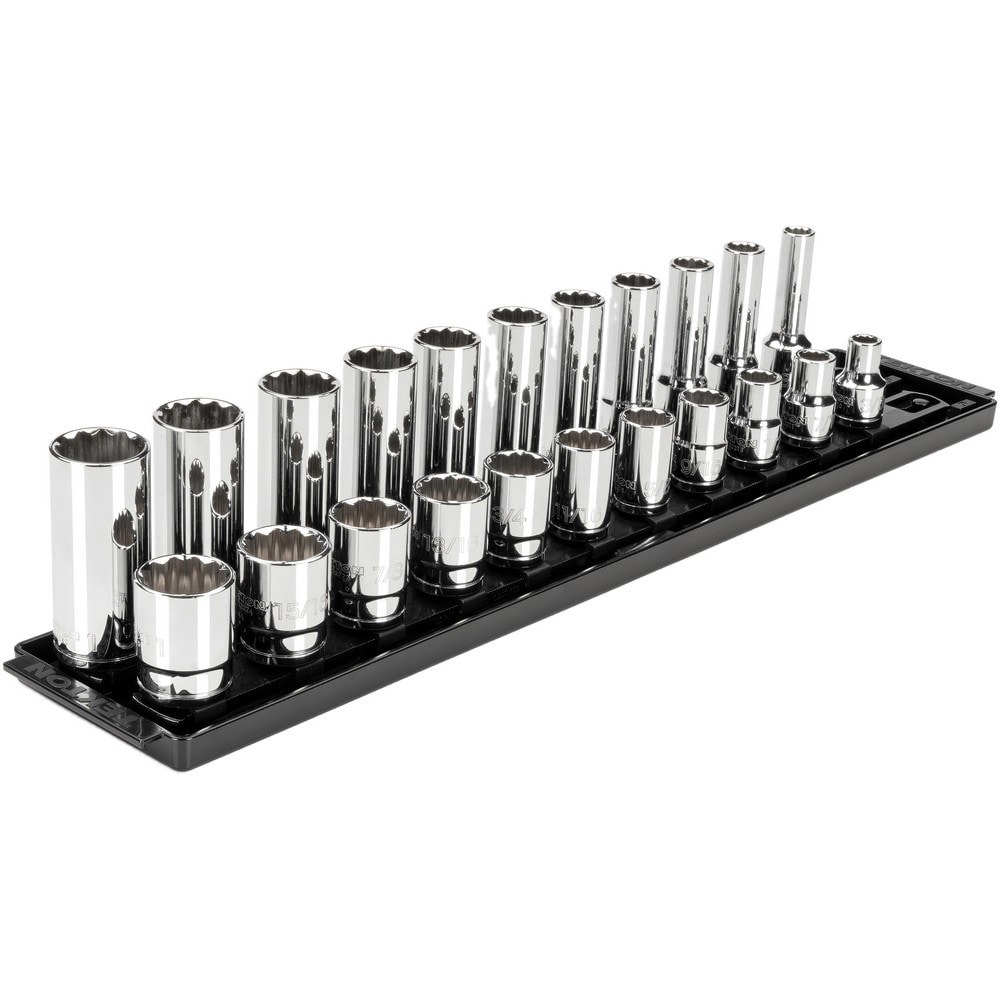 Socket Sets; Set Type: Deep; Standard; Socket Set ; Drive Size: 1/2 in ; Minimum Size (Inch): 0.375 ; Maximum Size (Inch): 1 ; Tool Type: 1/2 in Standard & Deep Socket Set ; Material: Steel