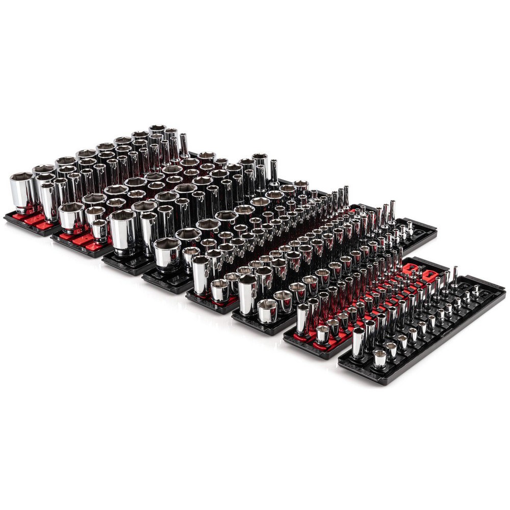 Socket Sets; Set Type: Socket Set ; Drive Size: 1/4 in; 3/8 in; 1/2 in ; Minimum Size (Inch): 5/32 ; Minimum Size (mm): 4 ; Maximum Size (Inch): 1-1/2 ; Maximum Size (mm): 15