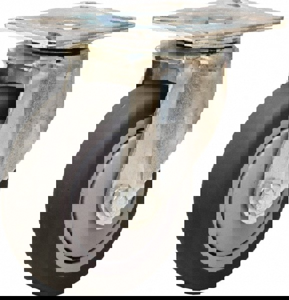 Swivel Top Plate Caster: Rubber Mold on Polyolefin, 4