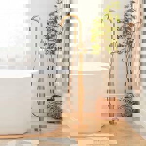 Single Handle Floor Mount Filler in Brushed Gold