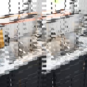 33 x 22 in. 1-Hole Stainless Steel Double Bowl Dual Mount Kitchen Sink