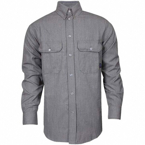 Fire-Resistant Shirt: Small, Gray, Polyester, 6.2 oz