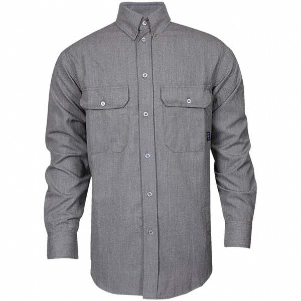 Fire-Resistant Shirt: X-Large, Gray, Polyester, 6.2 oz