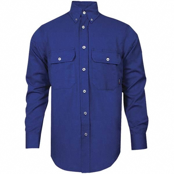 Fire-Resistant Shirt: 5X-Large, Royal Blue, Polyester, 6.2 oz