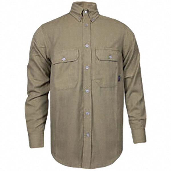 Fire-Resistant Shirt: Medium, Tan, Polyester, 6.2 oz