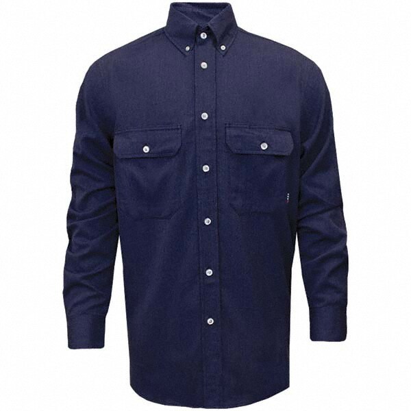 Fire-Resistant Shirt: 4X-Large, Navy Blue, Polyester, 7.5 oz
