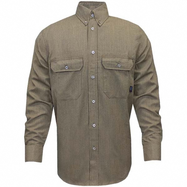 Fire-Resistant Shirt: Large, Tan, Polyester, 7.5 oz