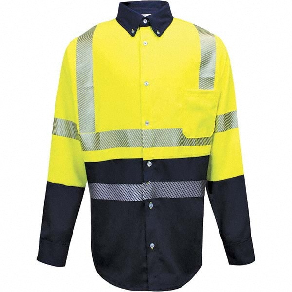 Base Layer Shirt: Cotton & Nylon, Medium, Yellow & Navy Blue