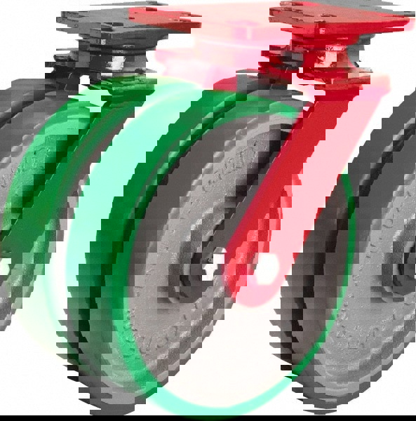 Swivel Top Plate Caster: Polyurethane Mold on to Cast Iron Center, 8