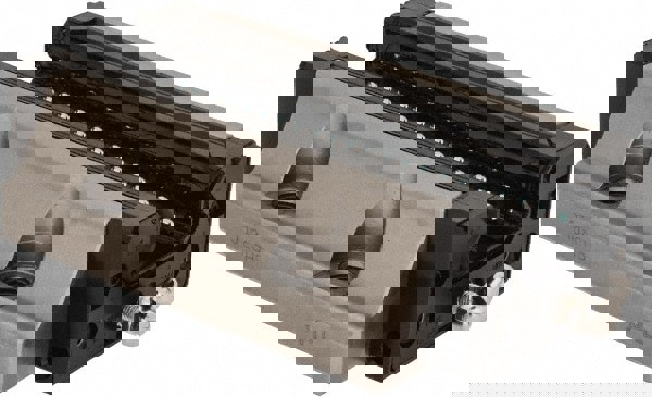 131mm L x 90mm W x 35mm H, 52mm Transverse Hole Spcg, 72mm Lateral Hole Spcg, 4 Way SHS Block w/Caged Ball