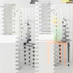 Single Handle Floor Mount Tub Filler in Polished Chrome