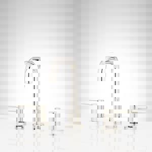Two Handle Widespread Bathroom Sink Faucet in Polished Nickel
