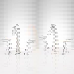 Two Handle Widespread Bathroom Sink Faucet in Brushed Nickel