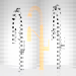 Single Handle Pull Down Kitchen Faucet in Brushed Gold