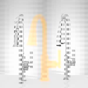 Single Handle Pull-Down Bar Faucet in Brushed Gold