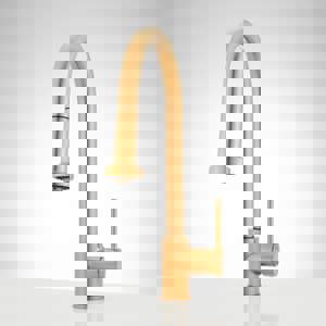 Single Handle Pull Down Kitchen Faucet in Brushed Gold