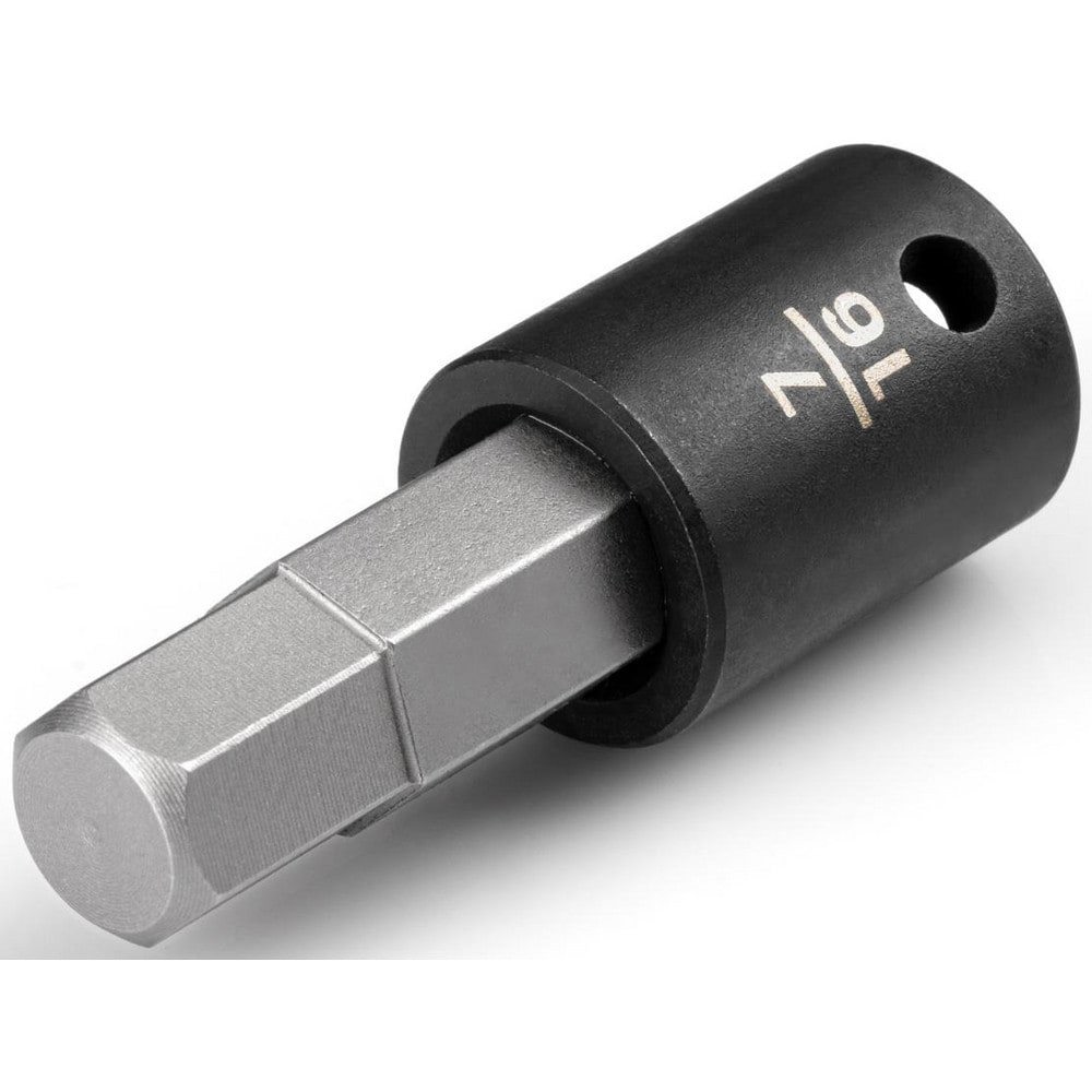 Impact Hex & Torx Bit Sockets; Drive Size: 3/8 (Inch); Hex Size (Inch): 7/16 ; Bit Length (Decimal Inch): 1.16 ; Overall Length (Decimal Inch): 2.2200 ; Material: Steel ; Finish: Manganese Phosphate