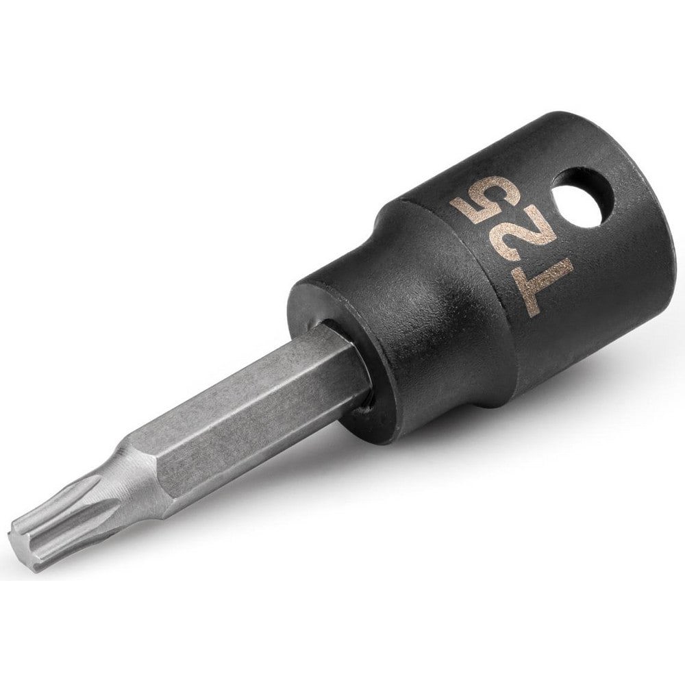 Impact Hex & Torx Bit Sockets; Drive Size: 3/8 (Inch); Torx Size: T25 ; Bit Length (Decimal Inch): 1.16 ; Overall Length: 2.22in ; Overall Length (Inch): 2-1/4 ; Material: Steel