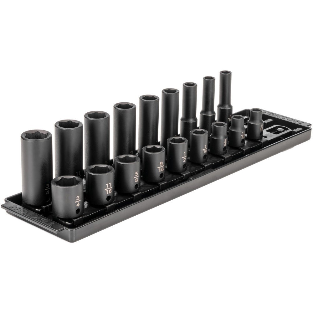 Socket Sets; Set Type: Deep; Standard; Impact; Socket Set ; Drive Size: 3/8 in ; Minimum Size (Inch): 0.3125 ; Maximum Size (Inch): 0.75 ; Tool Type: 3/8 in Standard & Deep Impact Socket Set ; Material: Steel