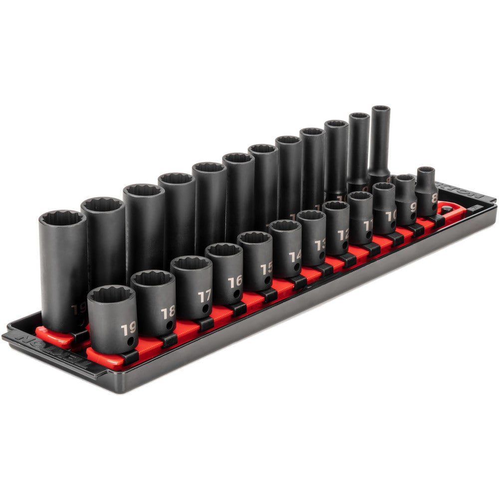 Socket Sets; Set Type: Deep; Standard; Impact; Socket Set ; Drive Size: 3/8 in ; Minimum Size (Inch): 8 ; Maximum Size (Inch): 19 ; Tool Type: 3/8 in Standard & Deep Impact Socket Set ; Material: Steel
