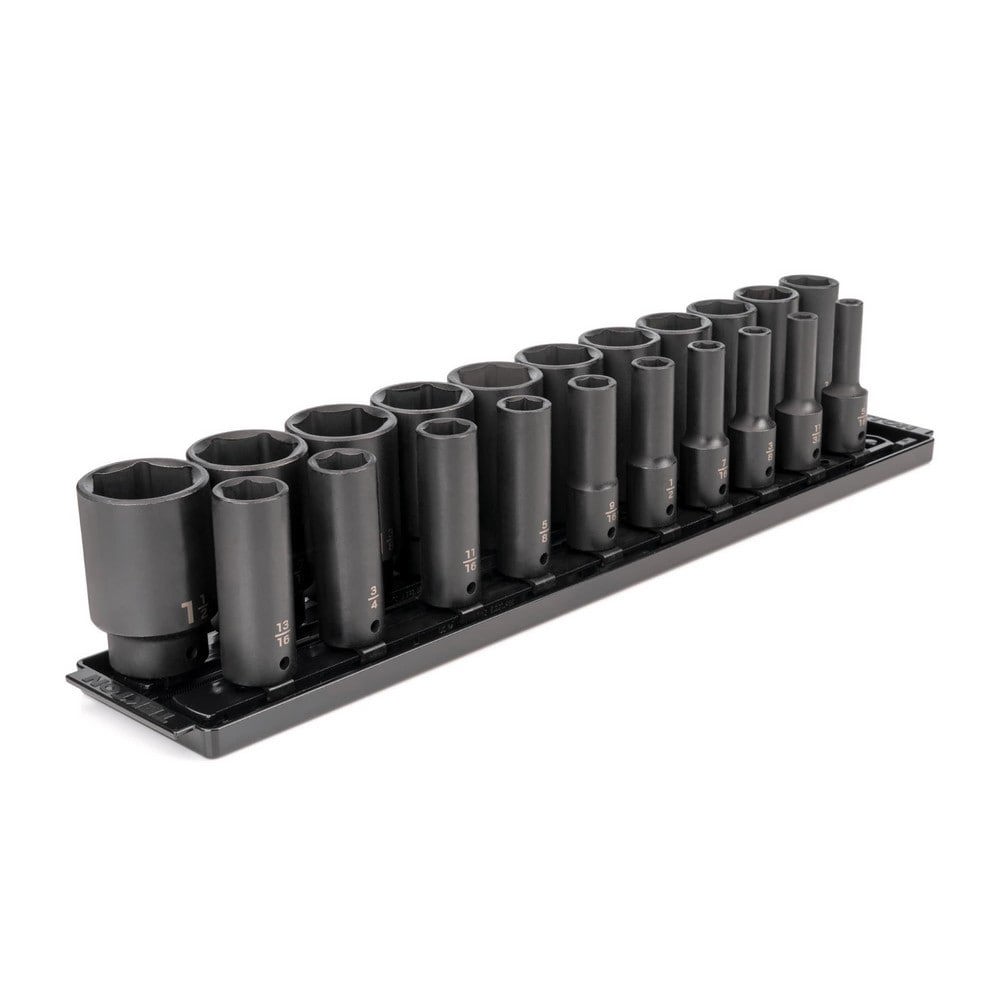 21-pc 1/2 in Drive Deep Impact Socket Set (5/16-1-1/2in) 6p Tr 2Rl