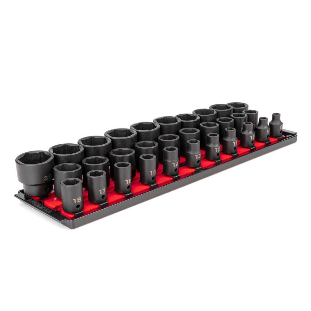 31-pc 1/2 in Drive Impact Socket Set (8-38mm) 6p Tr 3Rl