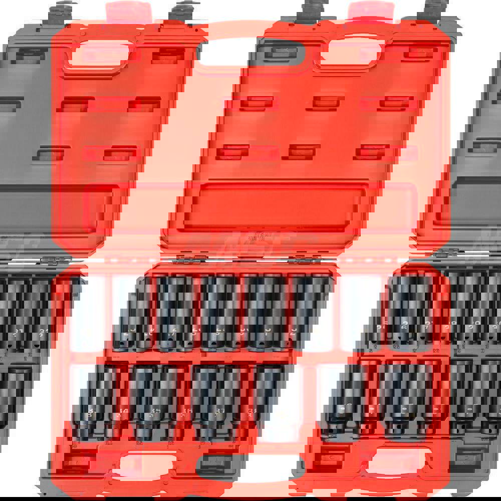 1/2 Inch Drive Deep 6-Point Impact Socket Set, 14-Piece (25-38 mm)