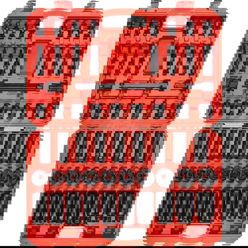 1/2 Inch Drive 6-Point Impact Socket Set, 57-Piece (10-36 mm)