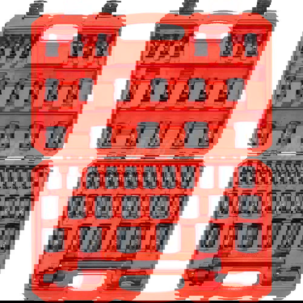 1/2 Inch Drive 6-Point Impact Socket Set, 45-Piece (5/16 - 1-1/4 in., 8-32mm)