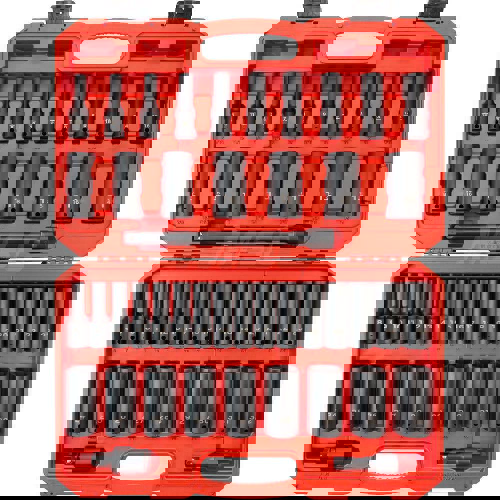 1/2 Inch Drive Deep 6-Point Impact Socket Set, 45-Piece (5/16 - 1-1/4 in., 8-32 mm)