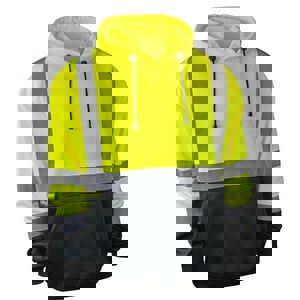 Size L Polyester Reusable Hooded Sweatshirt in Black and Hi-Viz Green