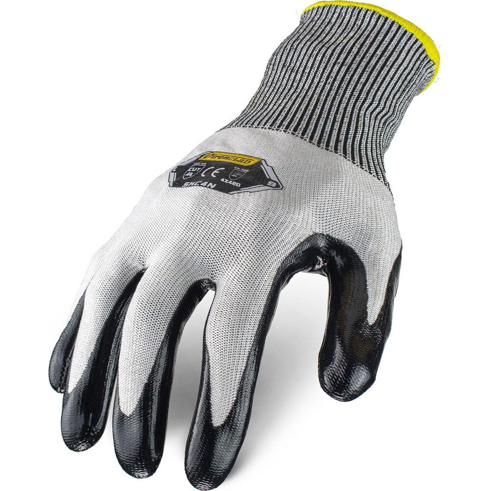 Puncture-Resistant Gloves: Size Medium, ANSI Cut A4, ANSI Puncture 5, Nitrile, HPPE Steel Blend Knit