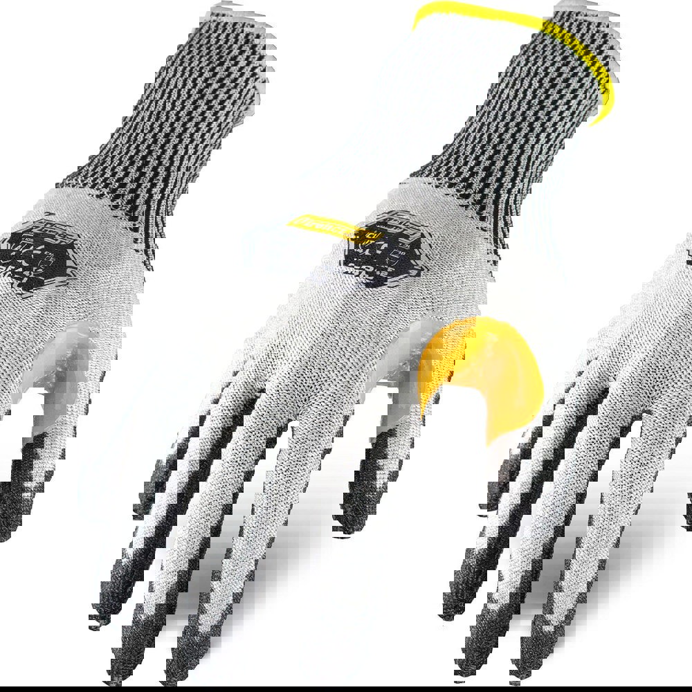 Puncture-Resistant Gloves: Size Large, ANSI Cut A4, ANSI Puncture 4, Polyurethane, HPPE Steel Blended Knit