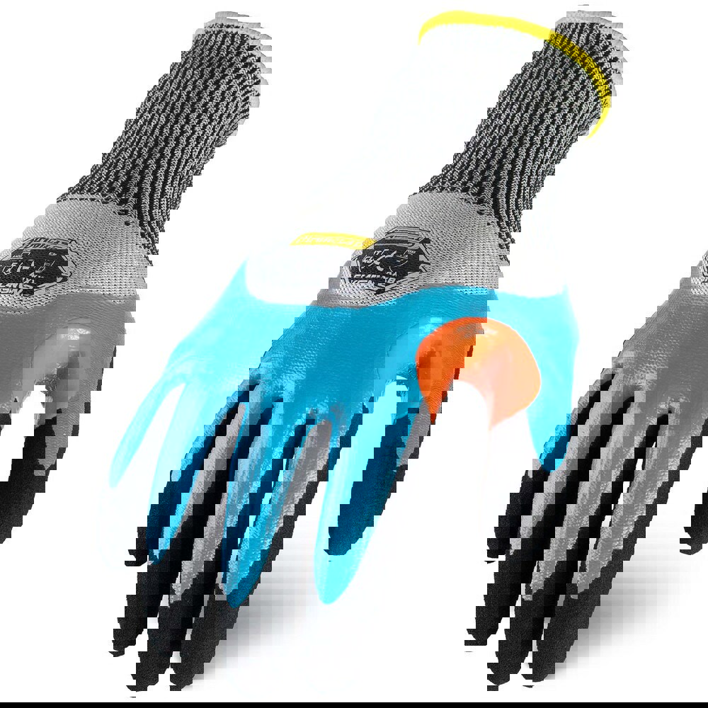 Puncture-Resistant Gloves: Size X-Large, ANSI Cut A7, ANSI Puncture 4, Nitrile, HPPE Knit