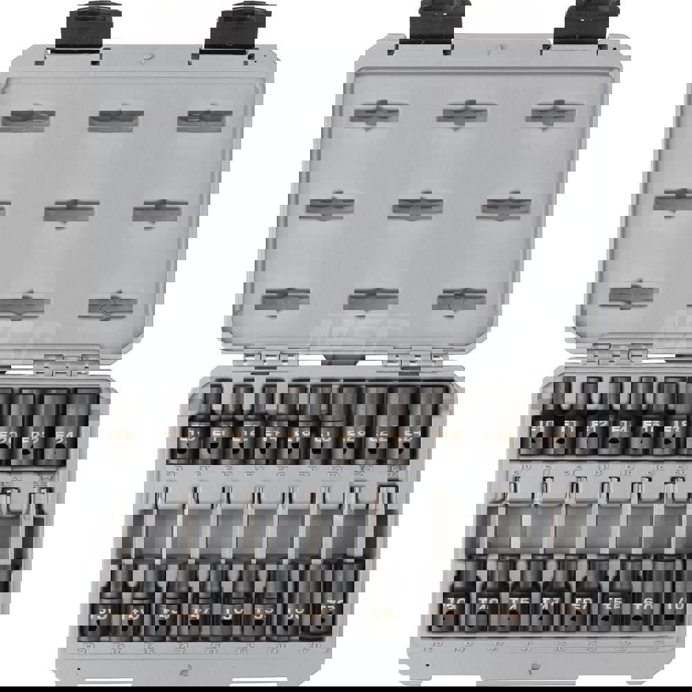 1/2 Inch Drive Torx and External Star Impact Socket Set, 17-Piece (T30-T70, E10-E24)