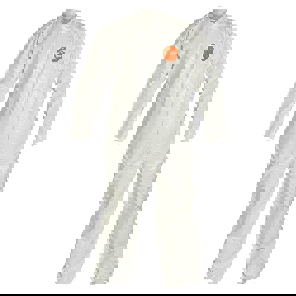 Disposable Coveralls: Size 2X-Large, 3.6 oz, Saranex, Zipper Closure