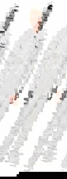 Disposable Coveralls: Size 2X-Large, 3.6 oz, Saranex, Zipper Closure