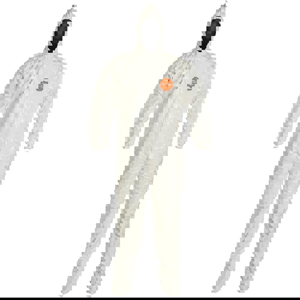 Disposable Coveralls: Size 4X-Large, 3.6 oz, Saranex, Zipper Closure