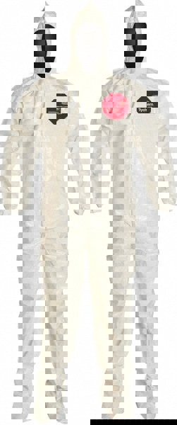 Disposable Coveralls: Size Large, 3.6 oz, Saranex, Zipper Closure