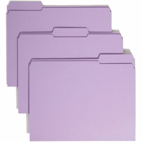 File Folders with Top Tab: Letter, Lavender, 100/Pack