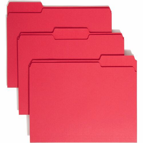 File Folders with Top Tab: Letter, Red, 100/Pack