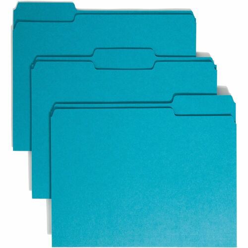 File Folders with Top Tab: Letter, Teal, 100/Pack